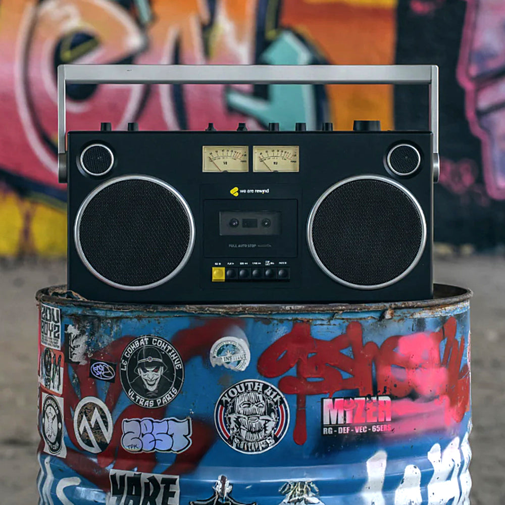 We Are Rewind Getto Blaster Cassette Player & Recorder - Curtis, Black V398-WE-GB-001-B1