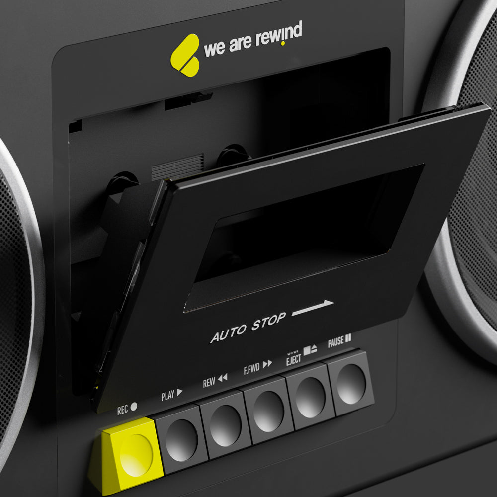 We Are Rewind Getto Blaster Cassette Player & Recorder - Curtis, Black V398-WE-GB-001-B1