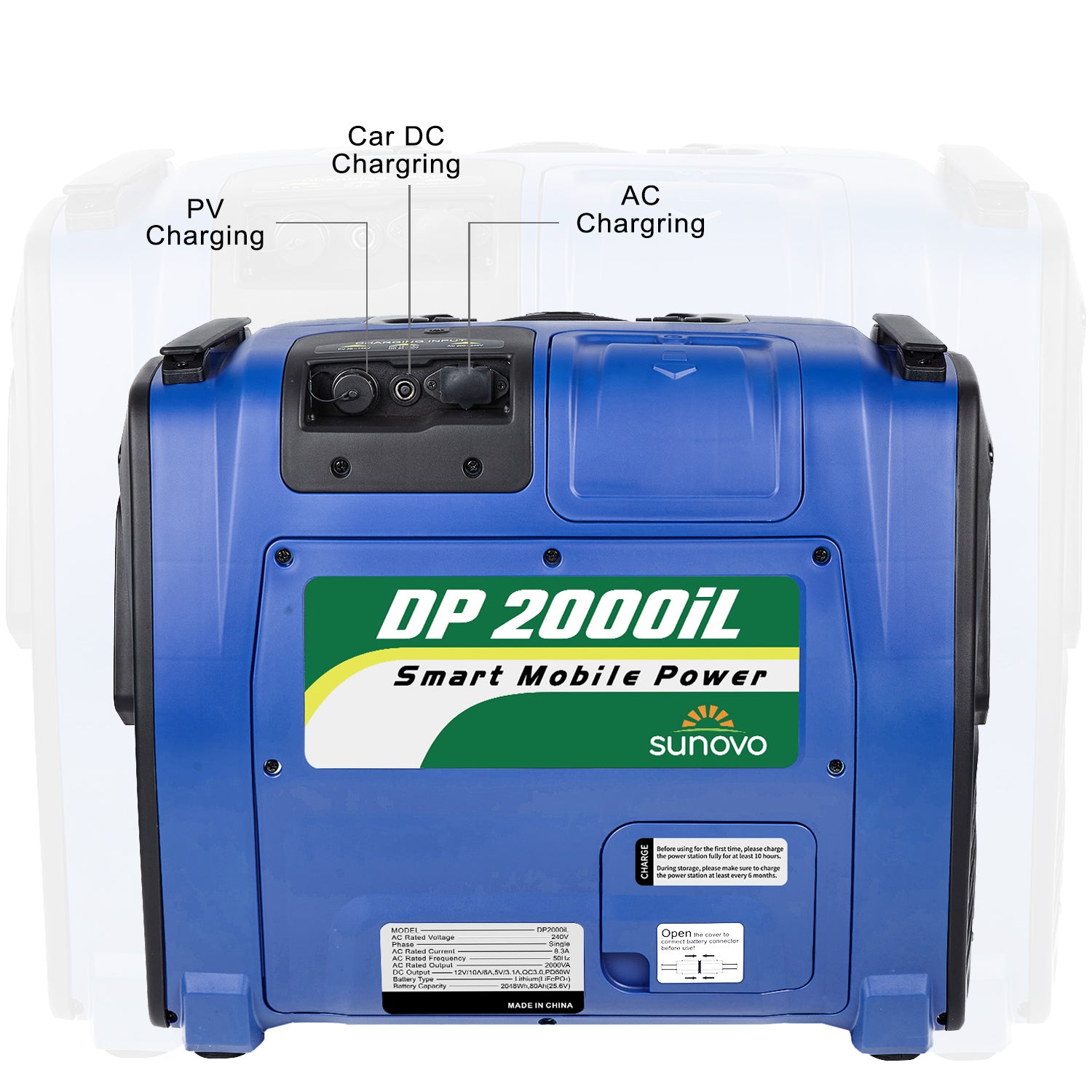 Sunovo 2000W Portable Power Station Solar Inverter Generator V406-DP2000IL