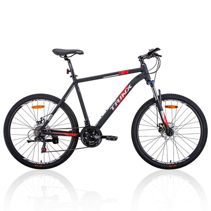 Trinx MTB Mens Mountain Bike 26 inch Shimano Gear 21-Speed [Colour: Matt Black White/Red] [Size Of Frame: 17 V406-M136_17_RED