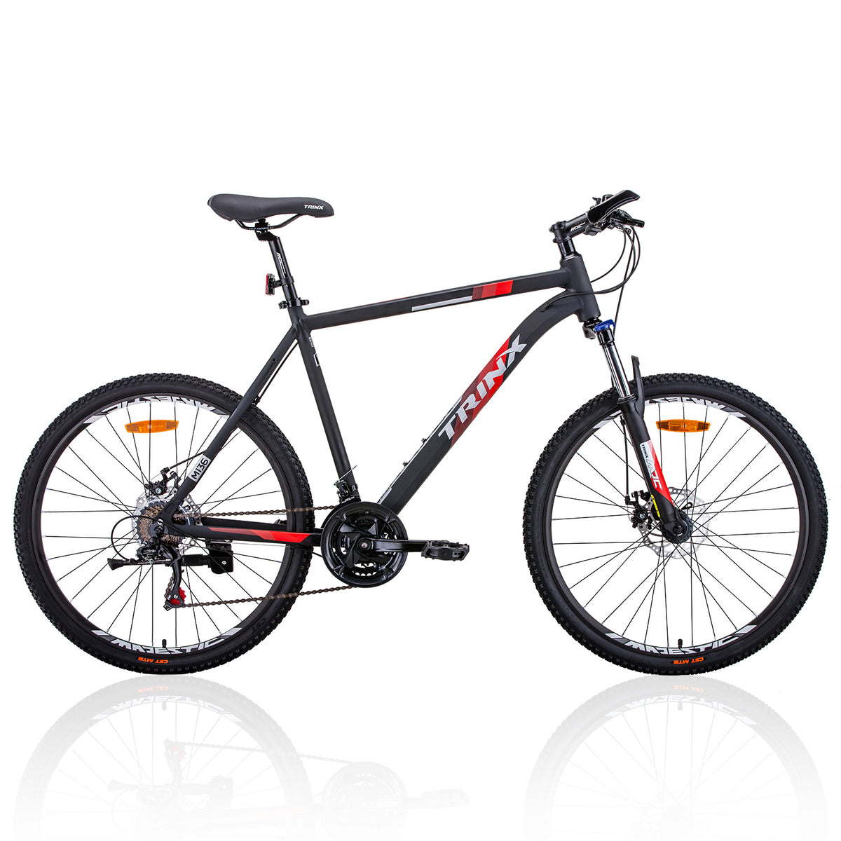 Trinx MTB Mens Mountain Bike 26 inch Shimano Gear 21-Speed [Colour: Matt Black White/Red] [Size Of Frame: 19 V406-M136_19_RED