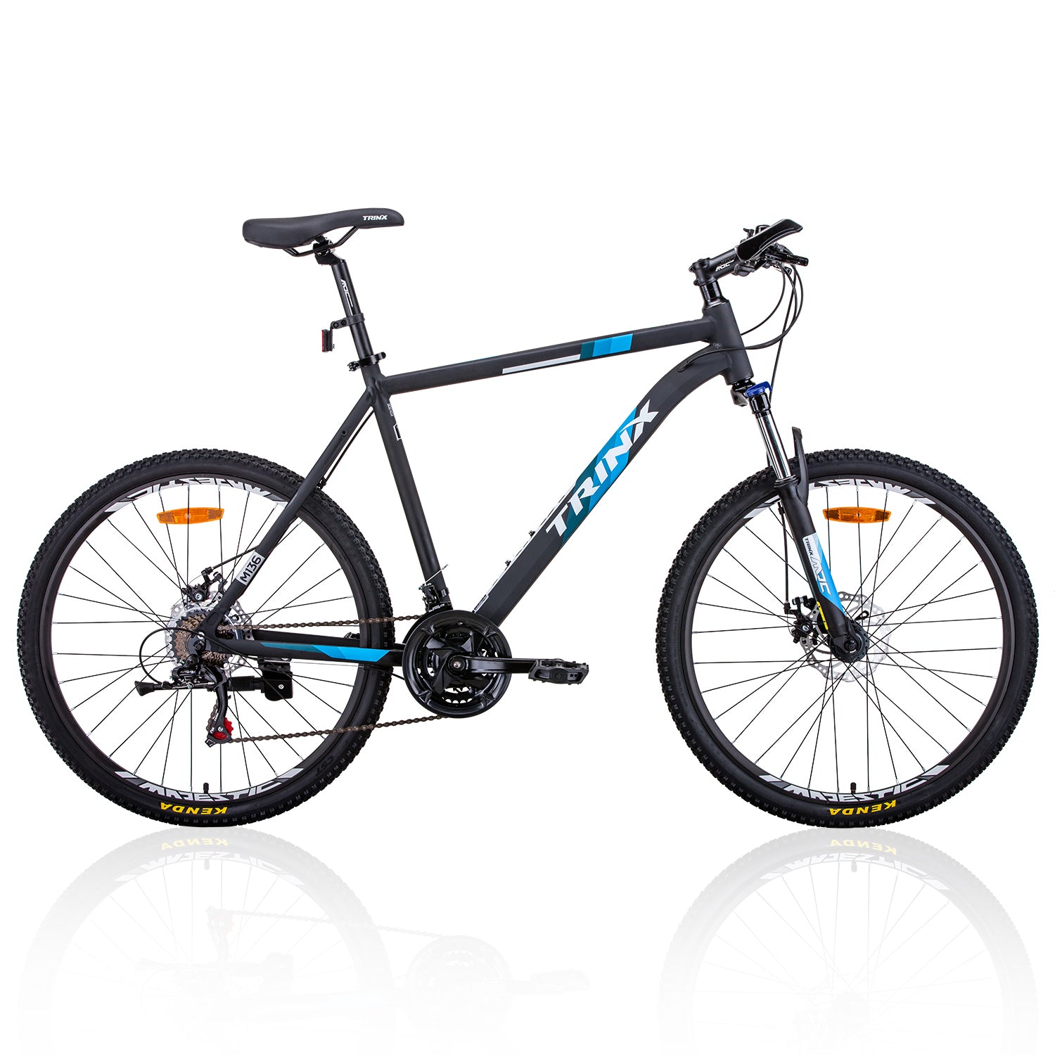 Trinx MTB Mens Mountain Bike 26 inch Shimano Gear 21-Speed [Colour: Matt Black White/Blue] [Size Of Frame: 21 V406-M136_21_BLUE