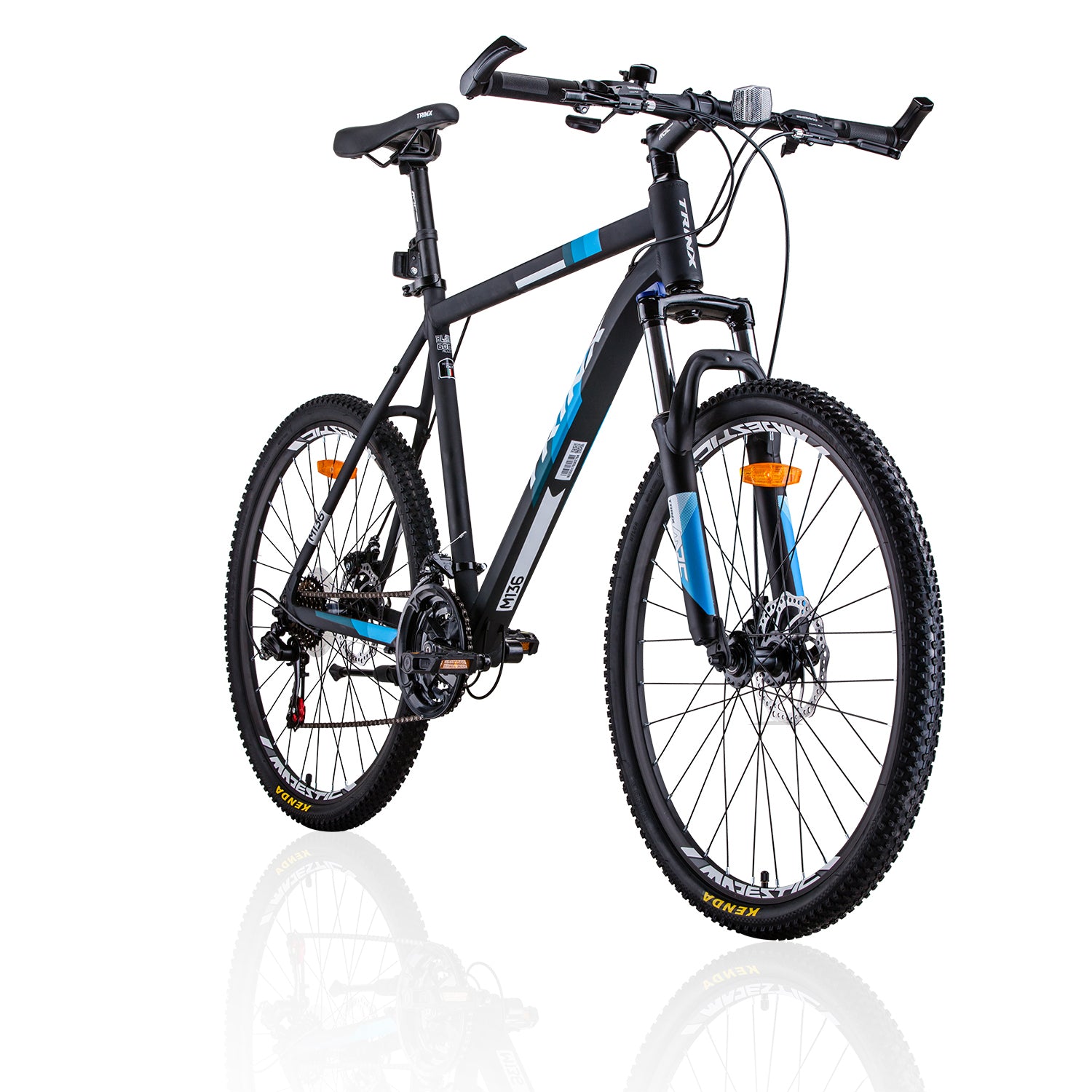 Trinx MTB Mens Mountain Bike 26 inch Shimano Gear 21-Speed [Colour: Matt Black White/Blue] [Size Of Frame: 21 V406-M136_21_BLUE