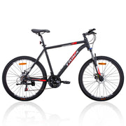 Trinx MTB Mens Mountain Bike 26 inch Shimano Gear 21-Speed [Colour: Matt Black White/Red] [Size Of Frame: 21 V406-M136_21_RED
