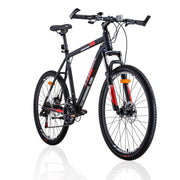 Trinx MTB Mens Mountain Bike 26 inch Shimano Gear 21-Speed [Colour: Matt Black White/Red] [Size Of Frame: 21 V406-M136_21_RED