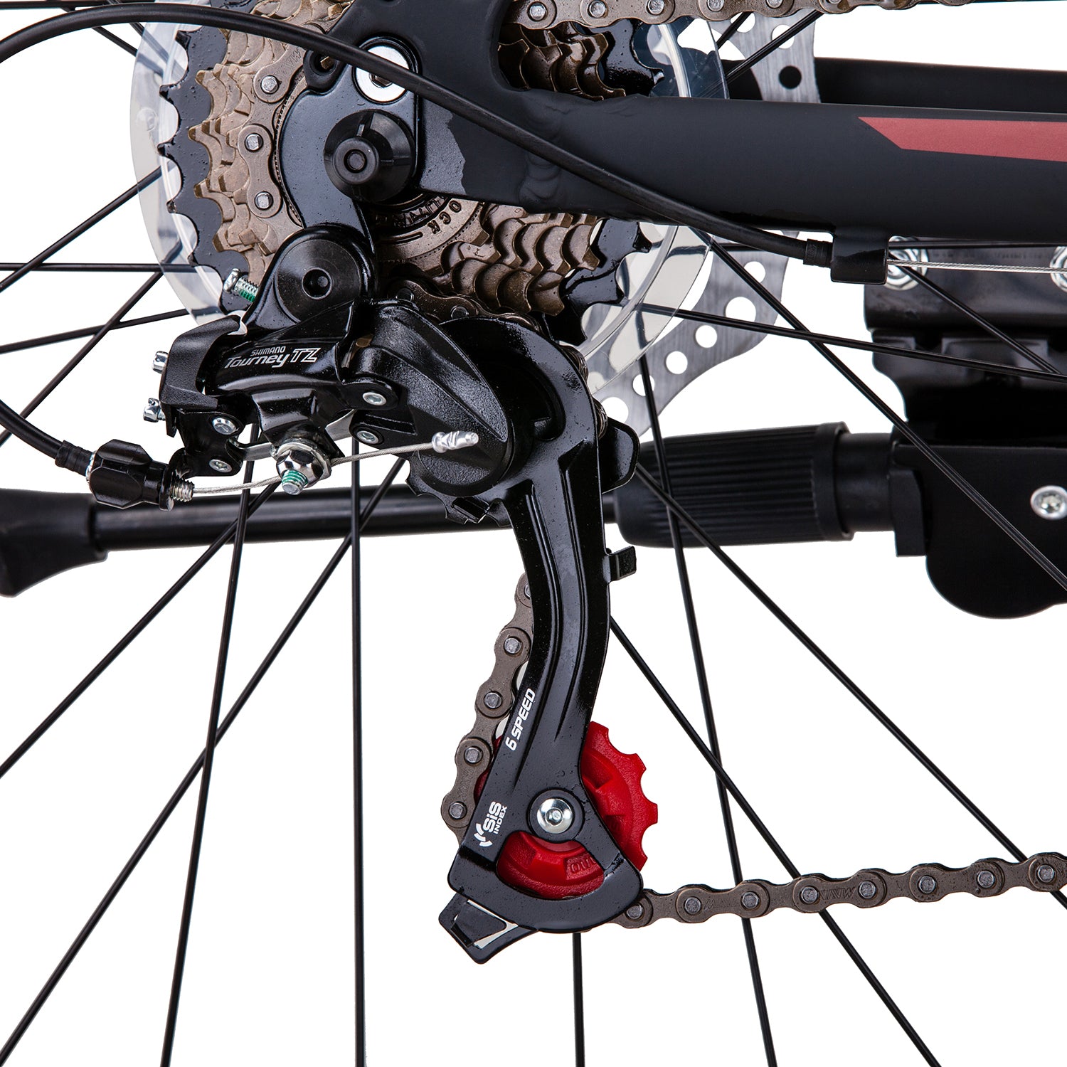 Trinx MTB Mens Mountain Bike 26 inch Shimano Gear 21-Speed [Colour: Matt Black White/Red] [Size Of Frame: 21 V406-M136_21_RED
