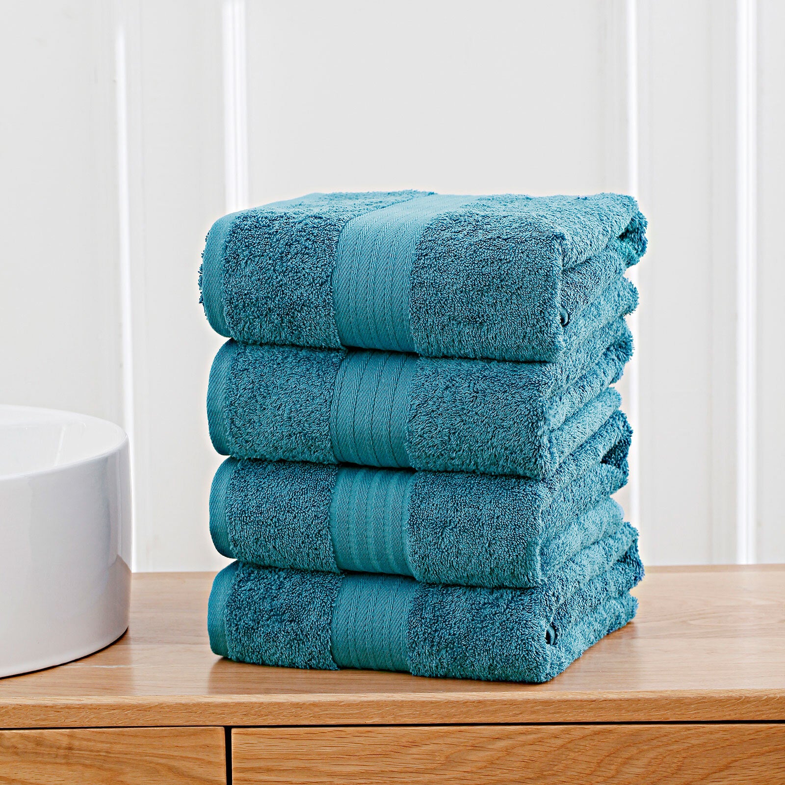Linenland 4 Piece Cotton Bath Towels Set - Blue V406-TOWPAK01BL