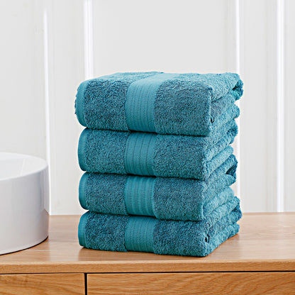 Linenland 4 Piece Cotton Bath Towels Set - Blue V406-TOWPAK01BL