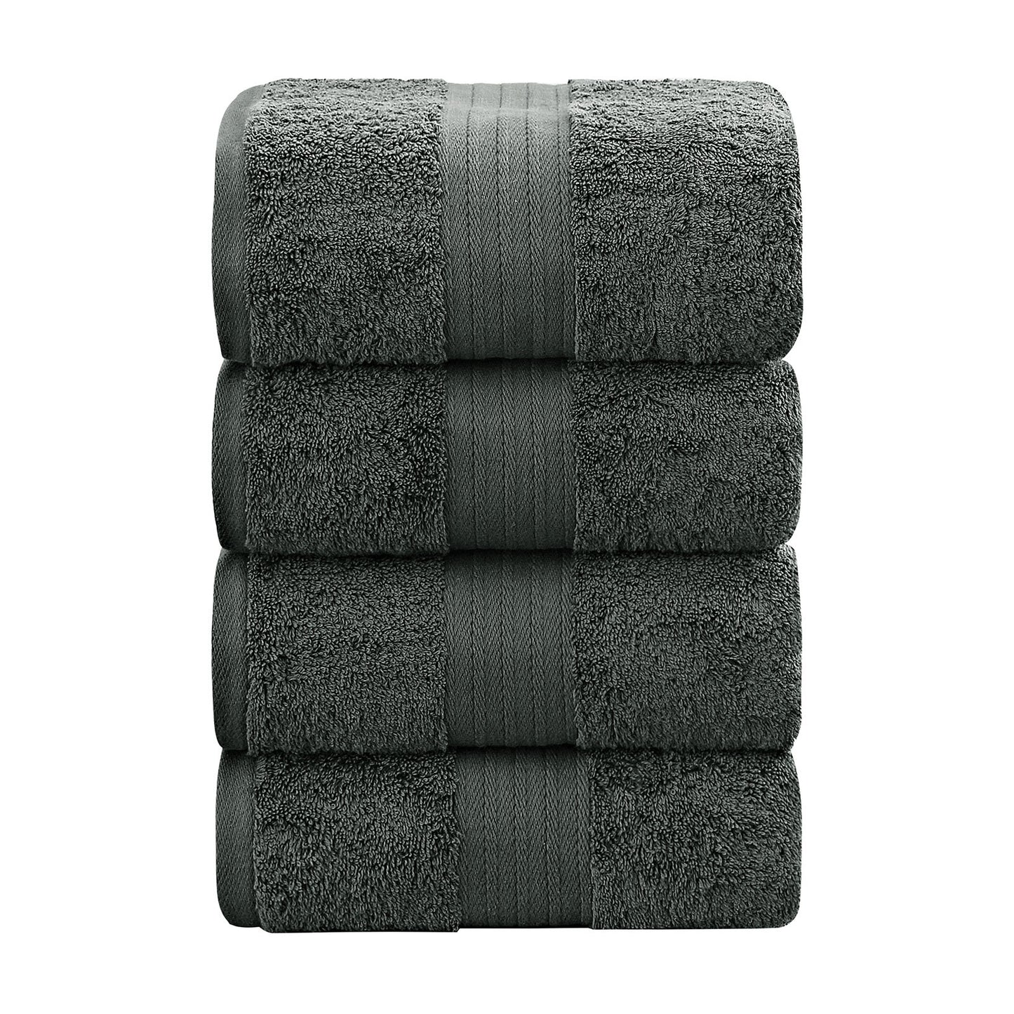 Linenland 4 Piece Cotton Bath Towels Set - Charcoal V406-TOWPAK01CH