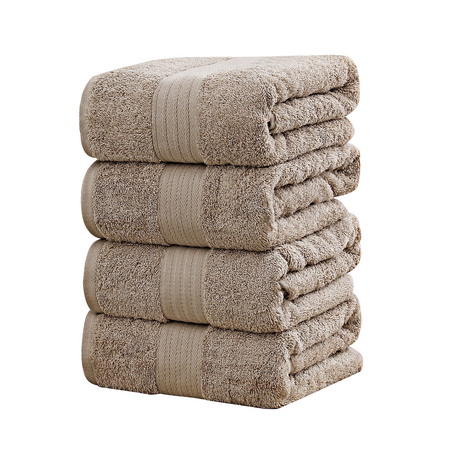 Linenland 4 Piece Cotton Bath Towels Set - Sandstone V406-TOWPAK01LI