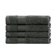 Linenland Bath Towel Set - 4 Piece Cotton Washcloths - Charcoal V406-TOWPAK03CH