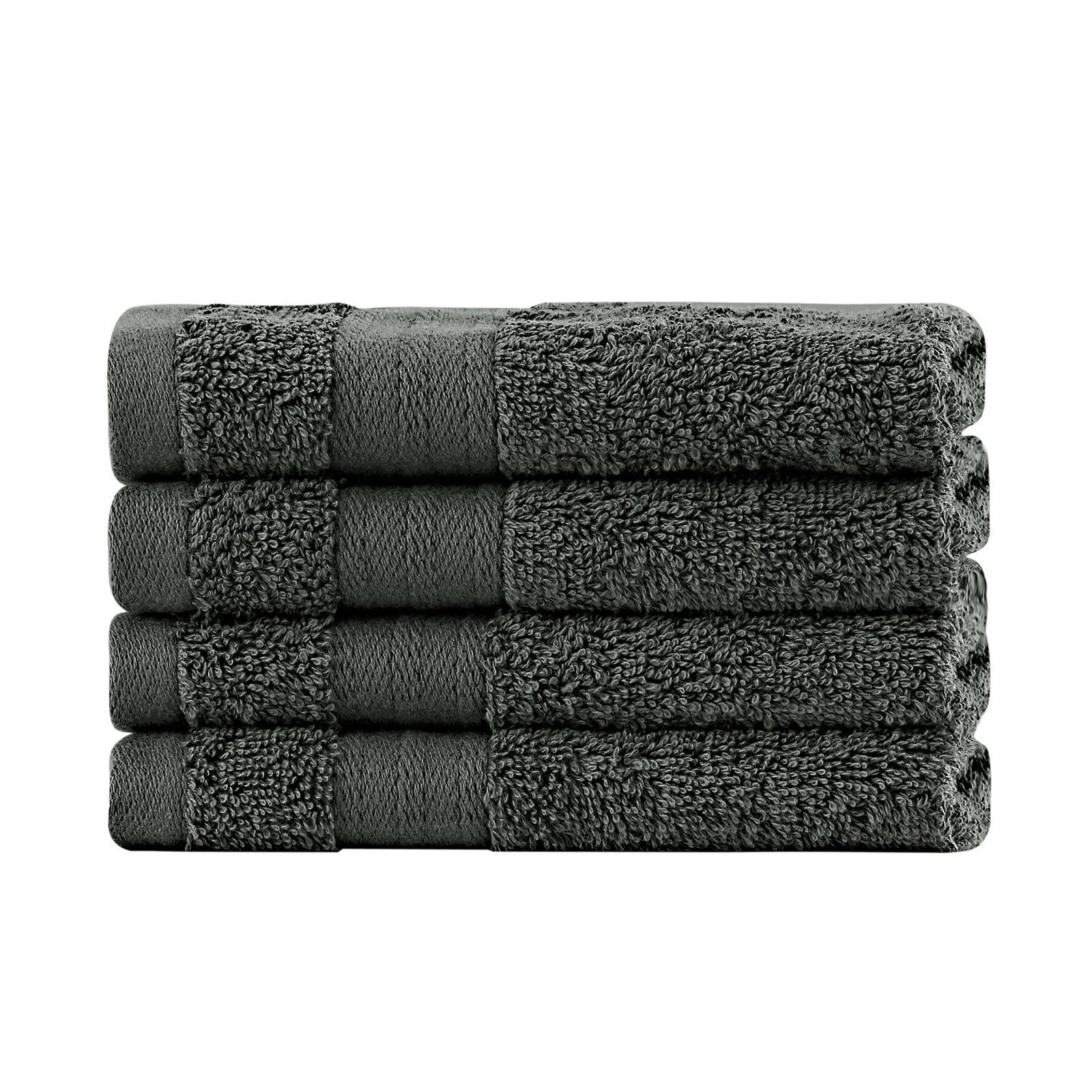 Linenland Bath Towel Set - 4 Piece Cotton Washcloths - Charcoal V406-TOWPAK03CH