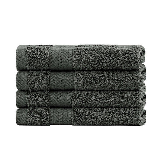 Linenland Bath Towel Set - 4 Piece Cotton Washcloths - Charcoal V406-TOWPAK03CH