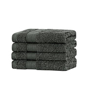 Linenland Bath Towel Set - 4 Piece Cotton Washcloths - Charcoal V406-TOWPAK03CH
