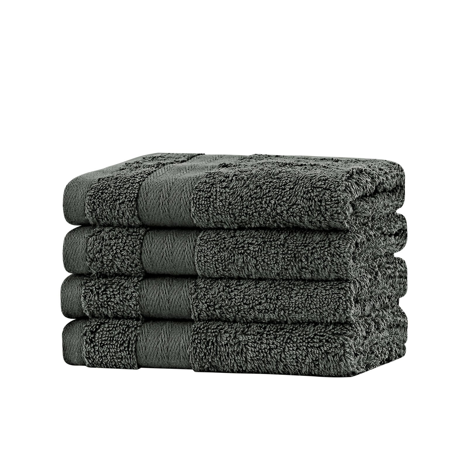 Linenland Bath Towel Set - 4 Piece Cotton Washcloths - Charcoal V406-TOWPAK03CH