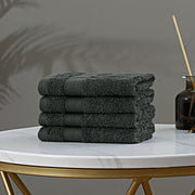 Linenland Bath Towel Set - 4 Piece Cotton Washcloths - Charcoal V406-TOWPAK03CH