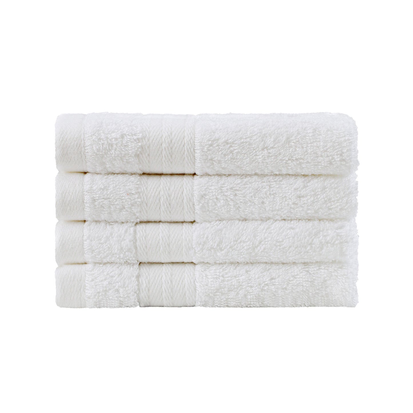 Linenland Bath Towel Set - 4 Piece Cotton Washcloths - White V406-TOWPAK03WH