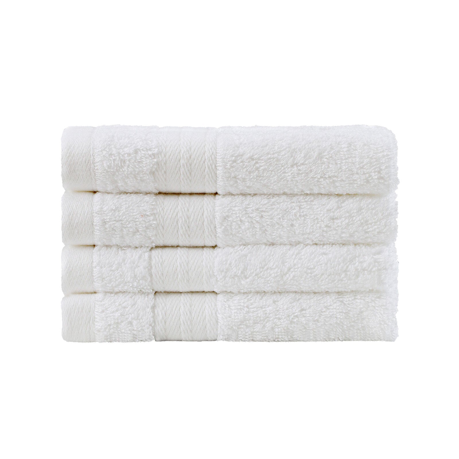 Linenland Bath Towel Set - 4 Piece Cotton Washcloths - White V406-TOWPAK03WH