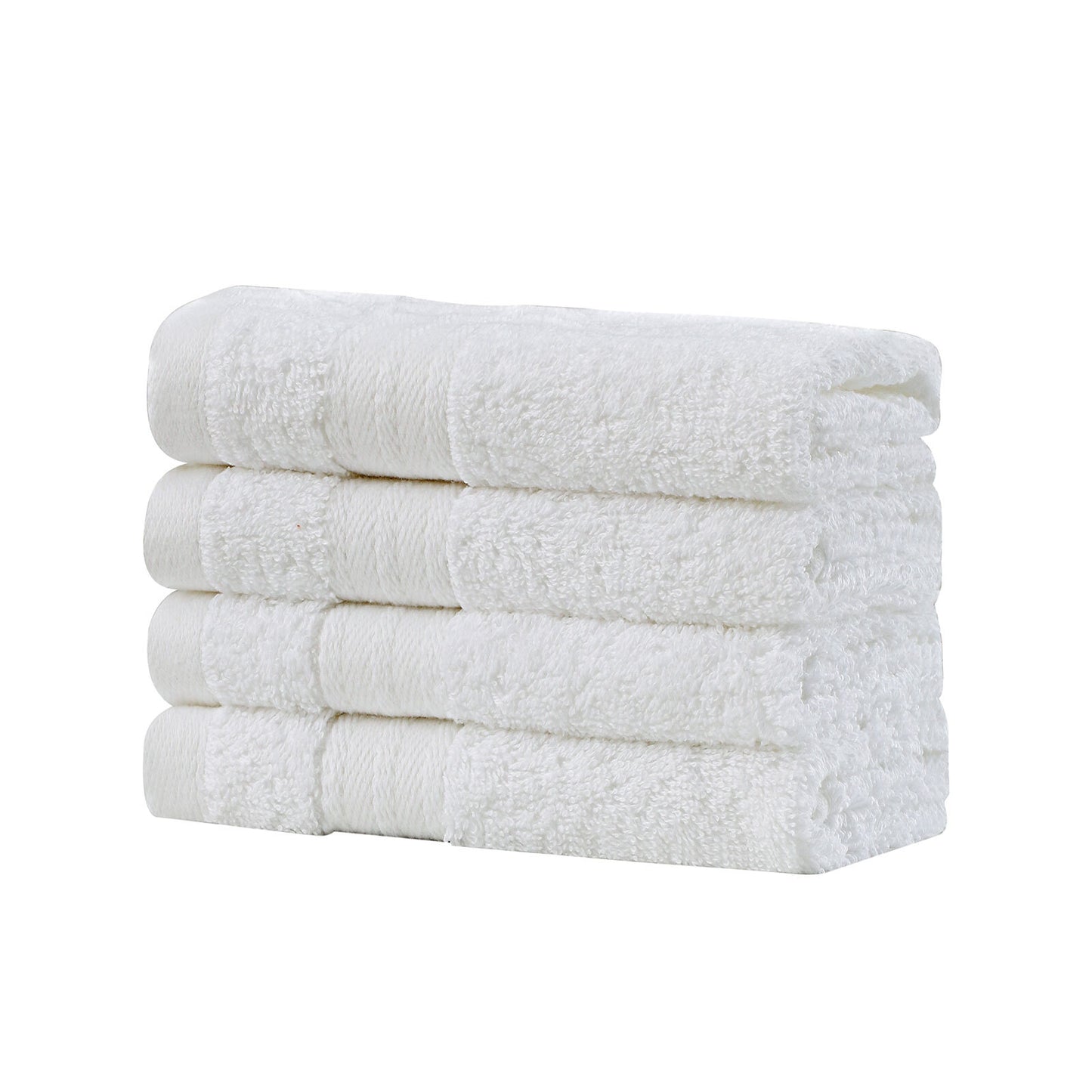 Linenland Bath Towel Set - 4 Piece Cotton Washcloths - White V406-TOWPAK03WH