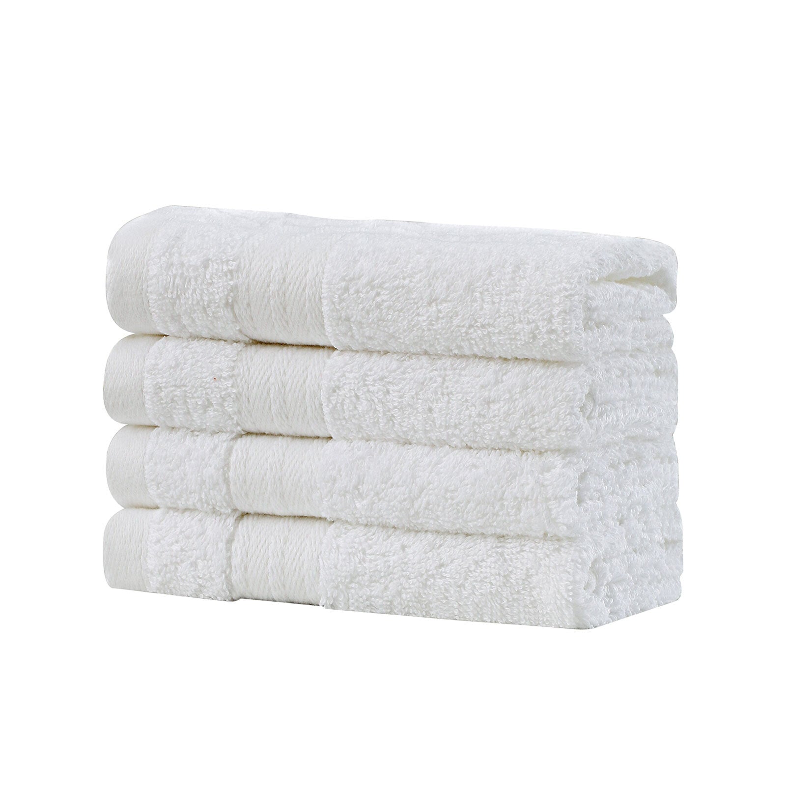 Linenland Bath Towel Set - 4 Piece Cotton Washcloths - White V406-TOWPAK03WH