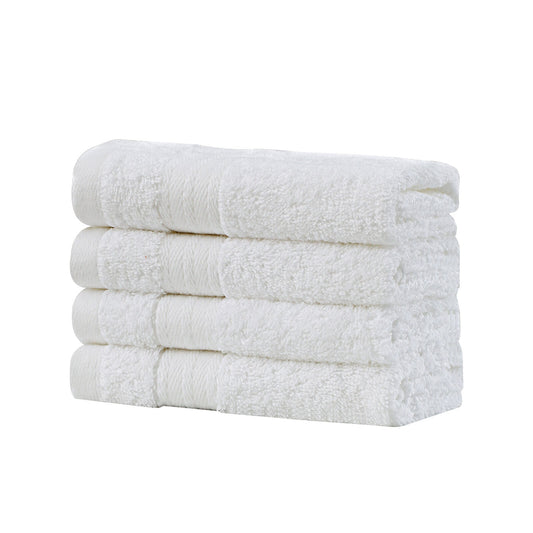 Linenland Bath Towel Set - 4 Piece Cotton Washcloths - White V406-TOWPAK03WH