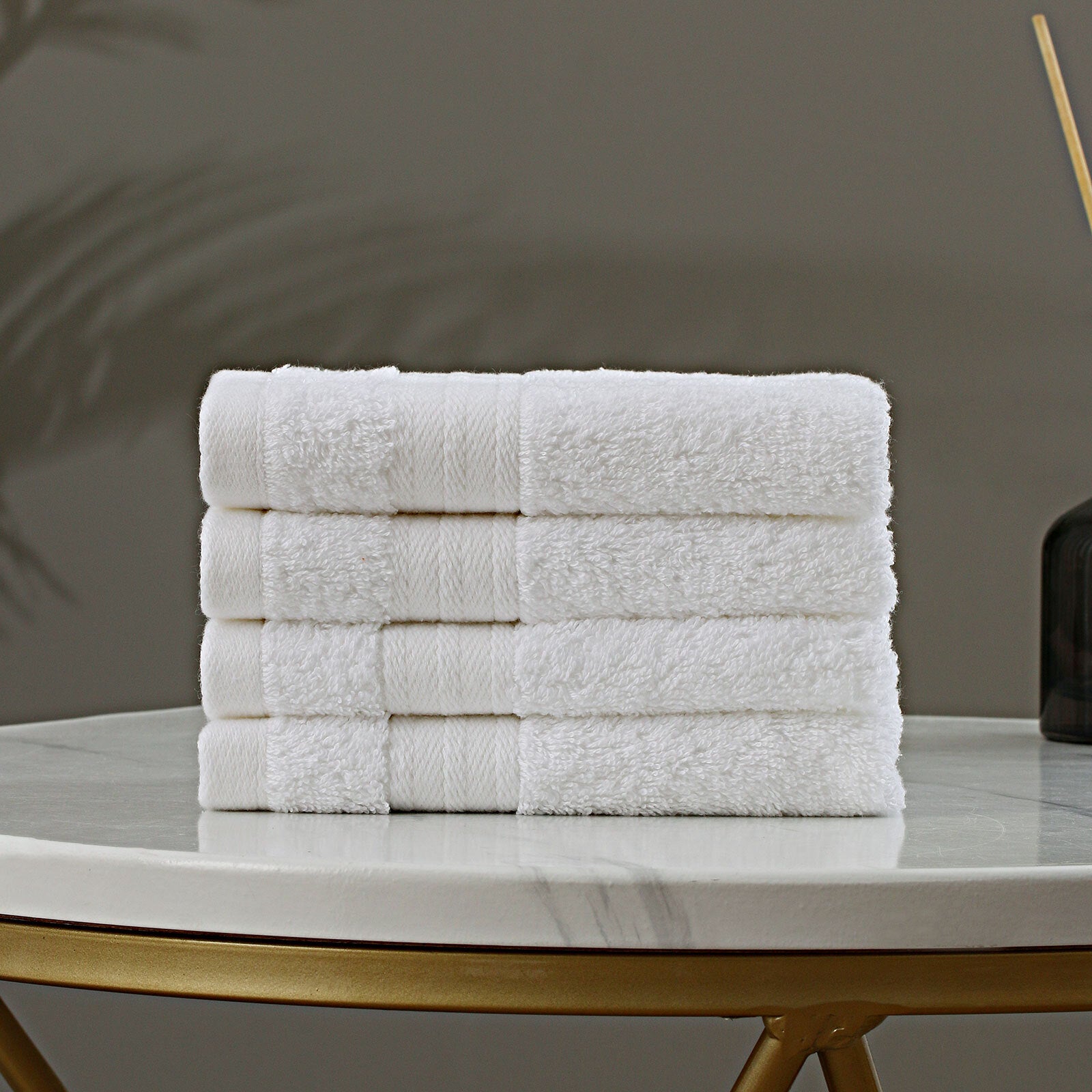 Linenland Bath Towel Set - 4 Piece Cotton Washcloths - White V406-TOWPAK03WH