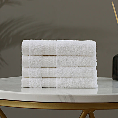 Linenland Bath Towel Set - 4 Piece Cotton Washcloths - White V406-TOWPAK03WH