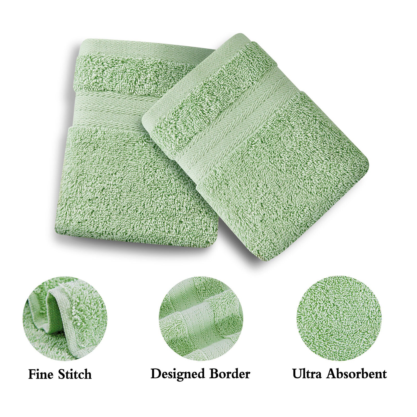 Linenland Bath Towel 4 Piece Cotton Hand Towels Set - Sage Green V406-TOWPAK04GR