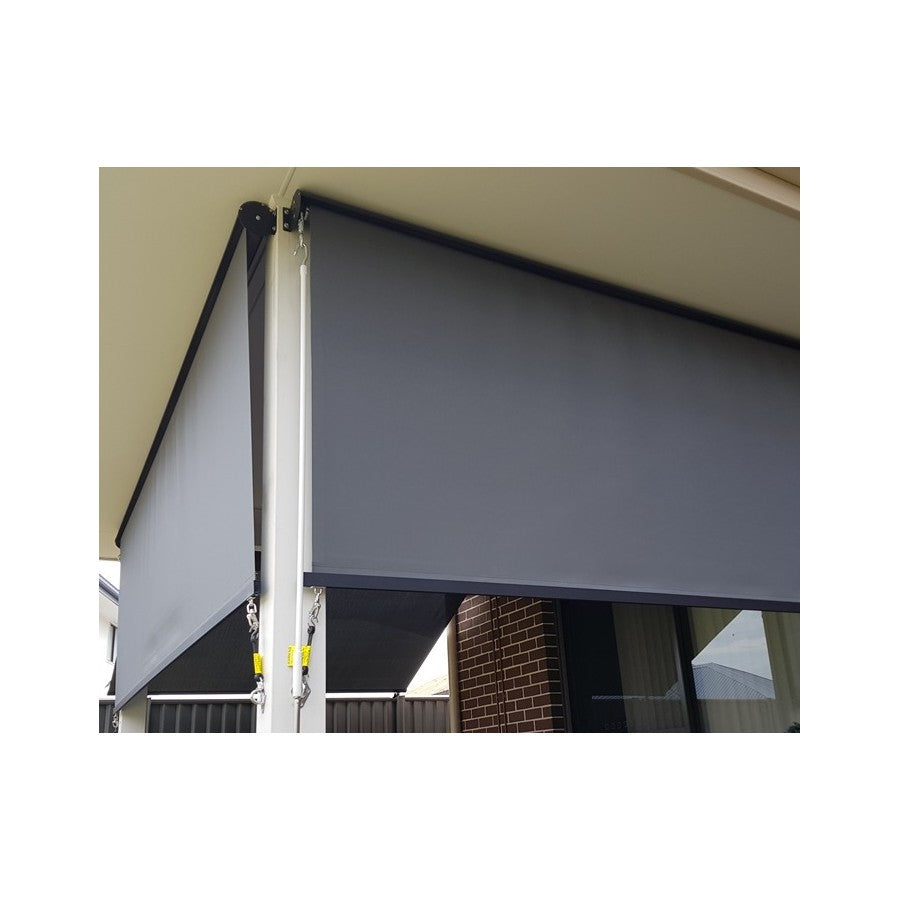 Outdoor Roller Blind Sun Screen Awning With Aluminium Hood V410-ROLL-CHARC2000