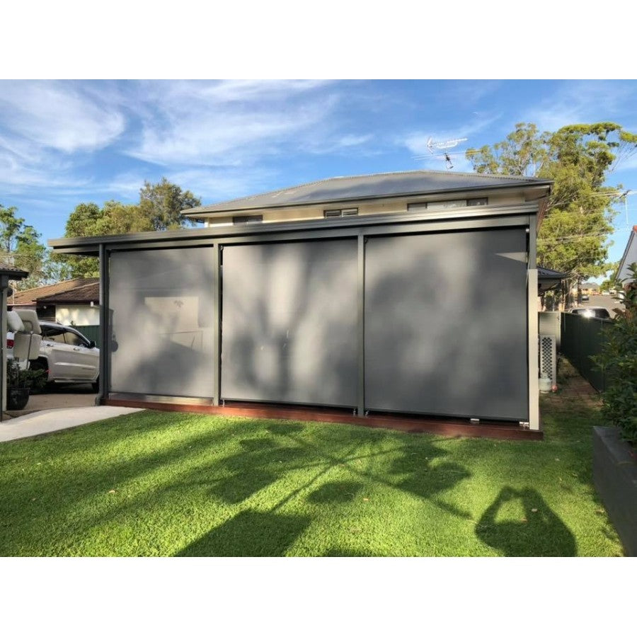 Outdoor Roller Blind Sun Screen Awning With Aluminium Hood V410-ROLL-CHARC2500