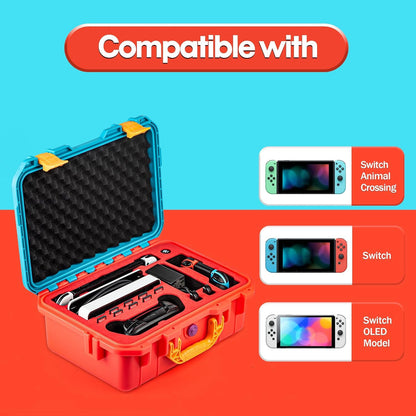 DEVASO Carrying Case for Nintendo Switch OLED Case, Professional Safe Hard-Red & Blue V413-1120486-RB