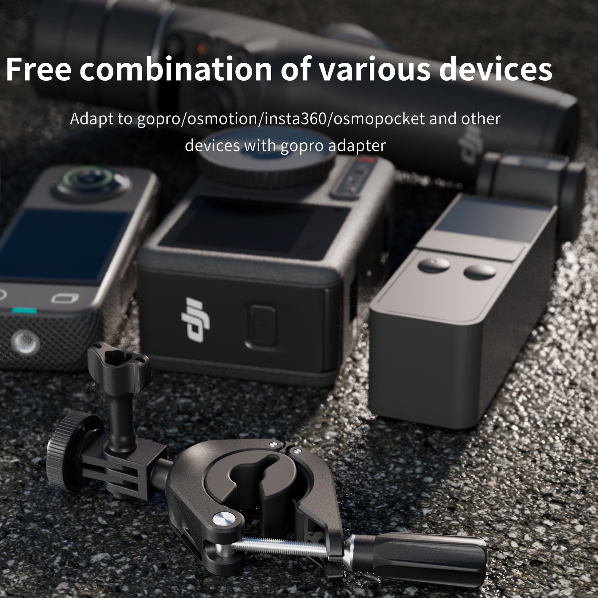 STARTRC Bike Camera Handlebar Mount Aluminum Alloy Plastic Motorcycle DJI Insta V413-1YTY0003