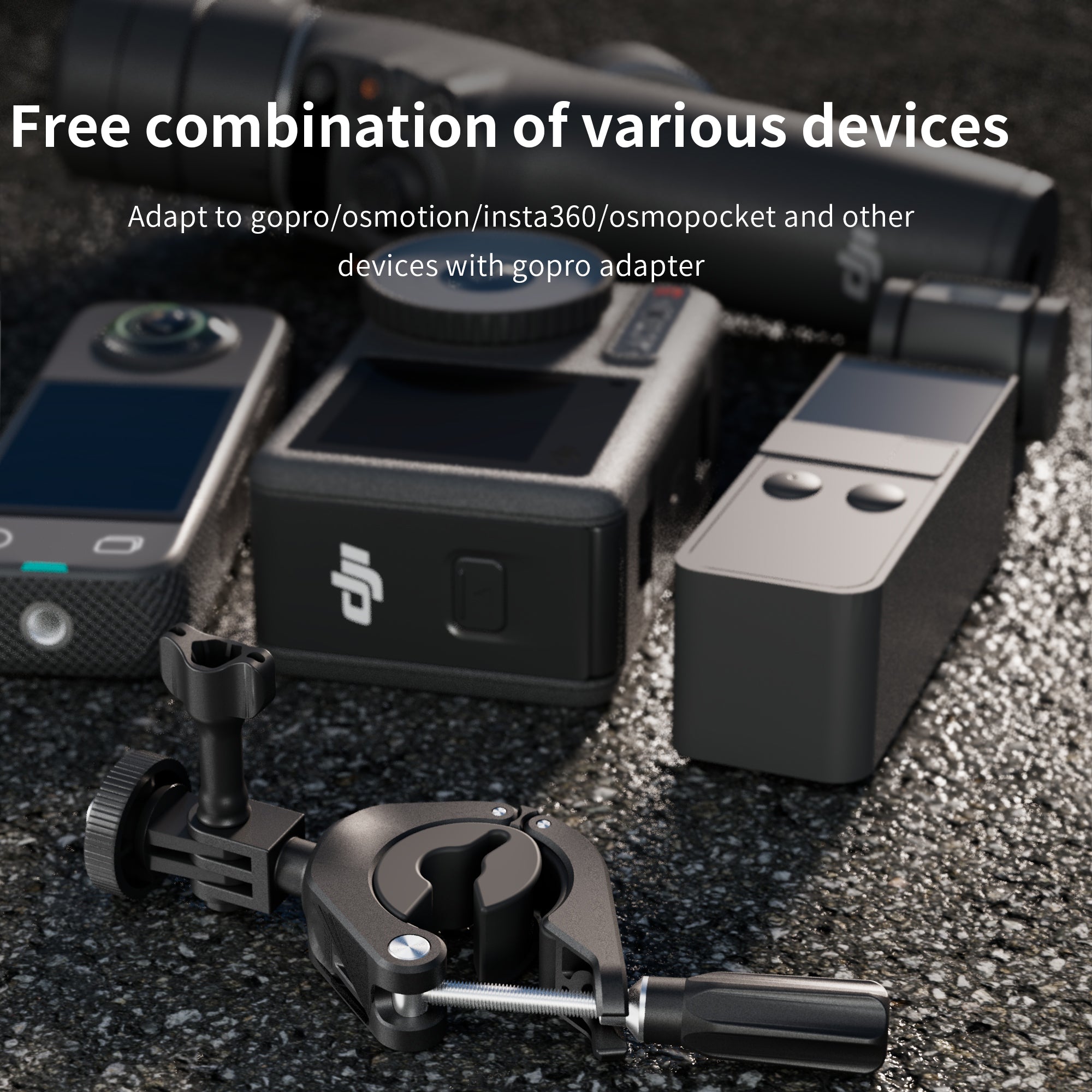 STARTRC Bike Camera Handlebar Mount Aluminum Alloy Plastic Motorcycle DJI Insta V413-1YTY0003