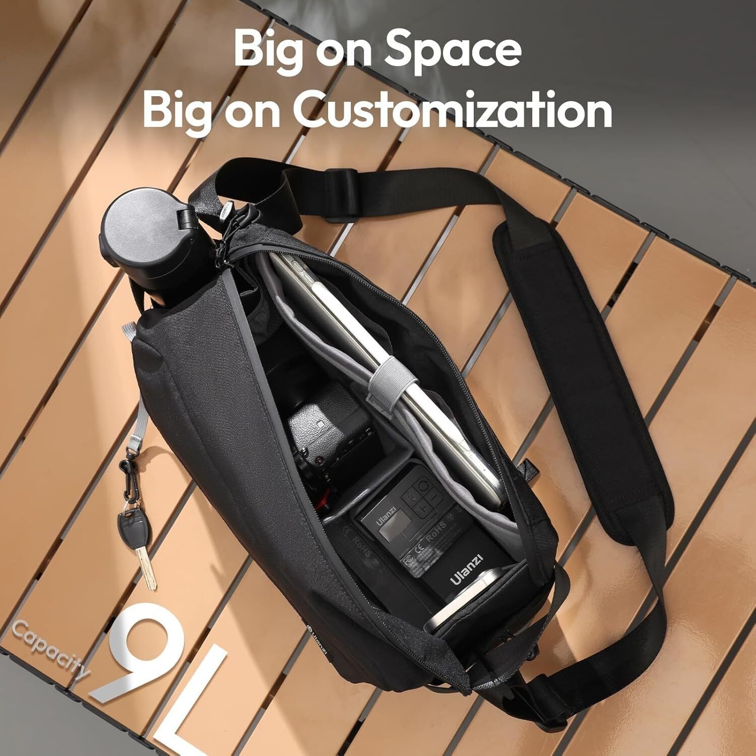 ULANZI BP11 8L Camera Sling Bag with Tripod Holder for Men Women, Lightweight Splash-proof DSLR/Mirrorless V413-B158