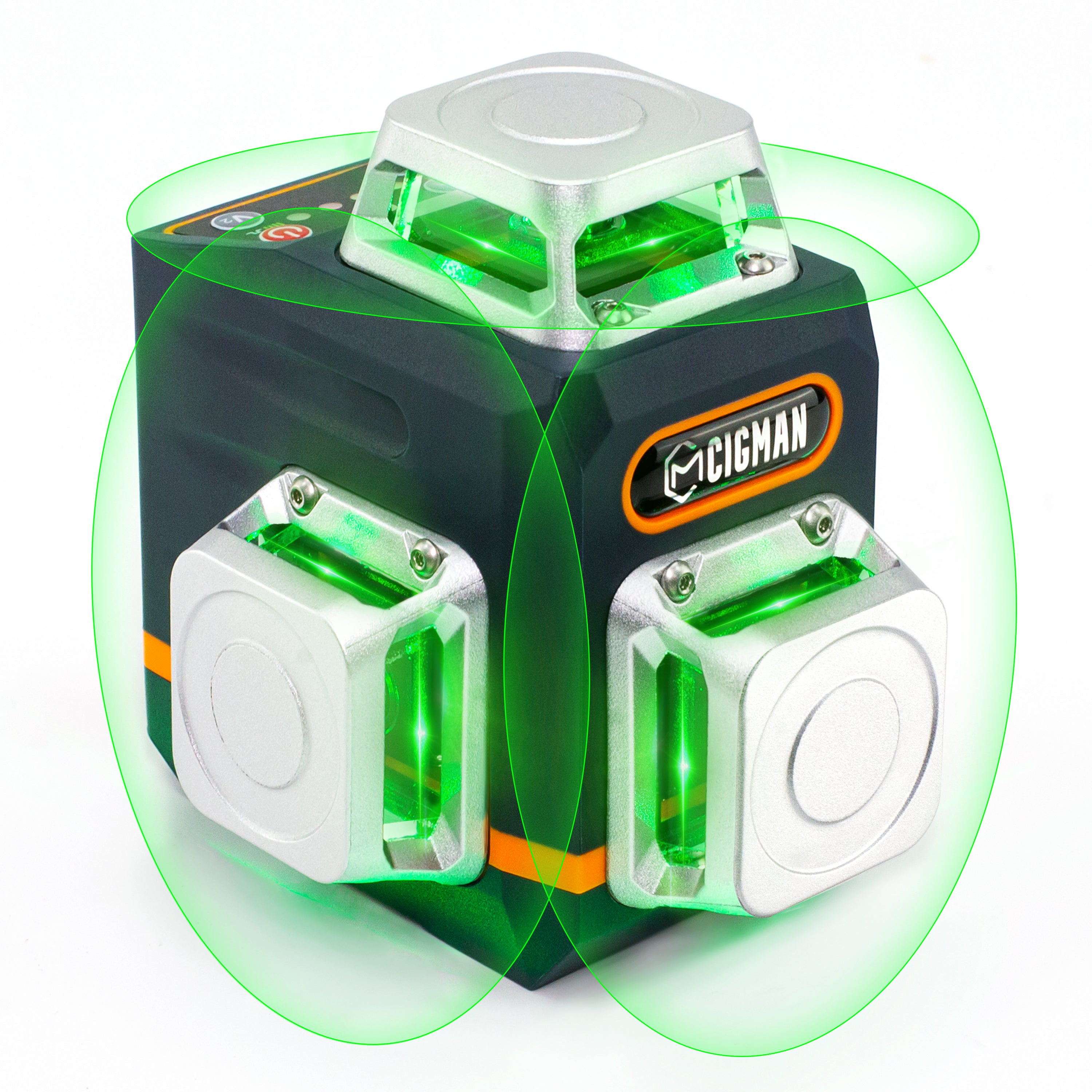 CIGMAN Laser Level Self Leveling 3x360 degrees 3D Green Cross Line for Construction and Picture Hanging, V413-CM-701
