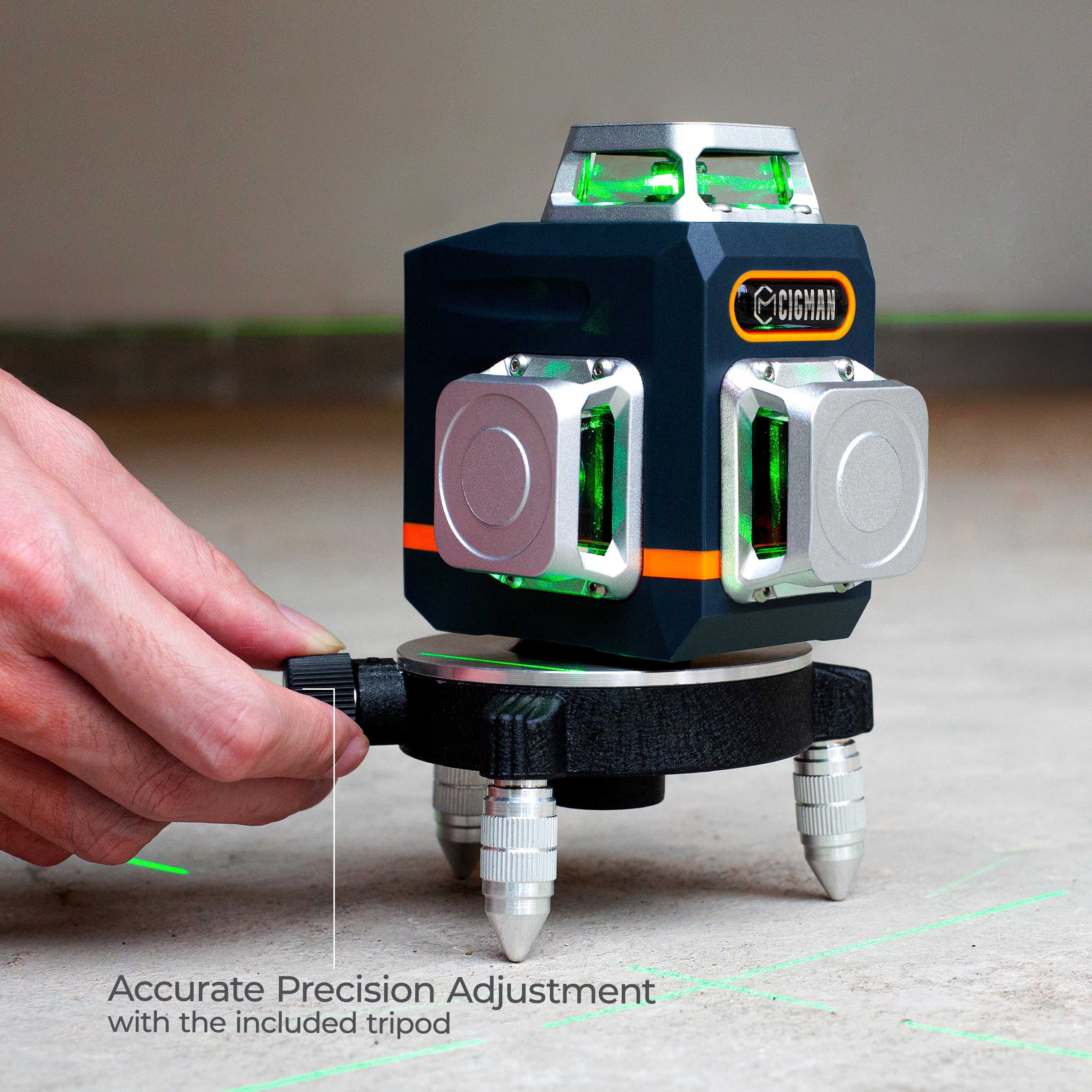 CIGMAN Laser Level Self Leveling 3x360 degrees 3D Green Cross Line for Construction and Picture Hanging, V413-CM-701