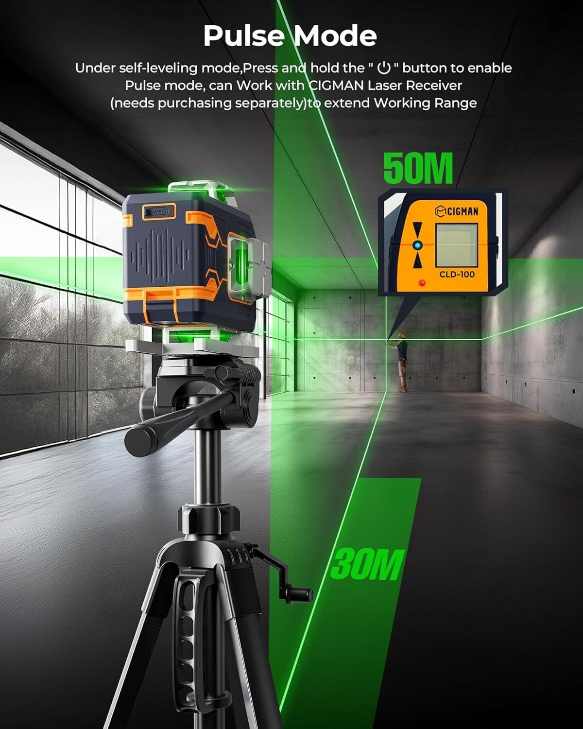 CIGMAN 4x360° 16 Lines Laser Level with Remote&APP Control, Self Leveling CM-S02