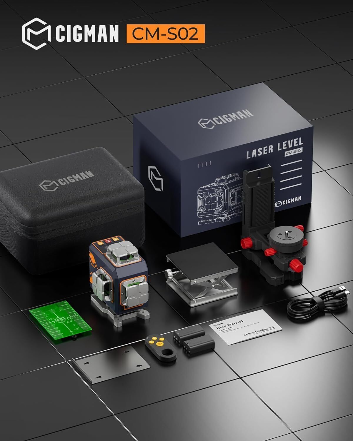 CIGMAN 4x360° 16 Lines Laser Level with Remote&APP Control, Self Leveling CM-S02