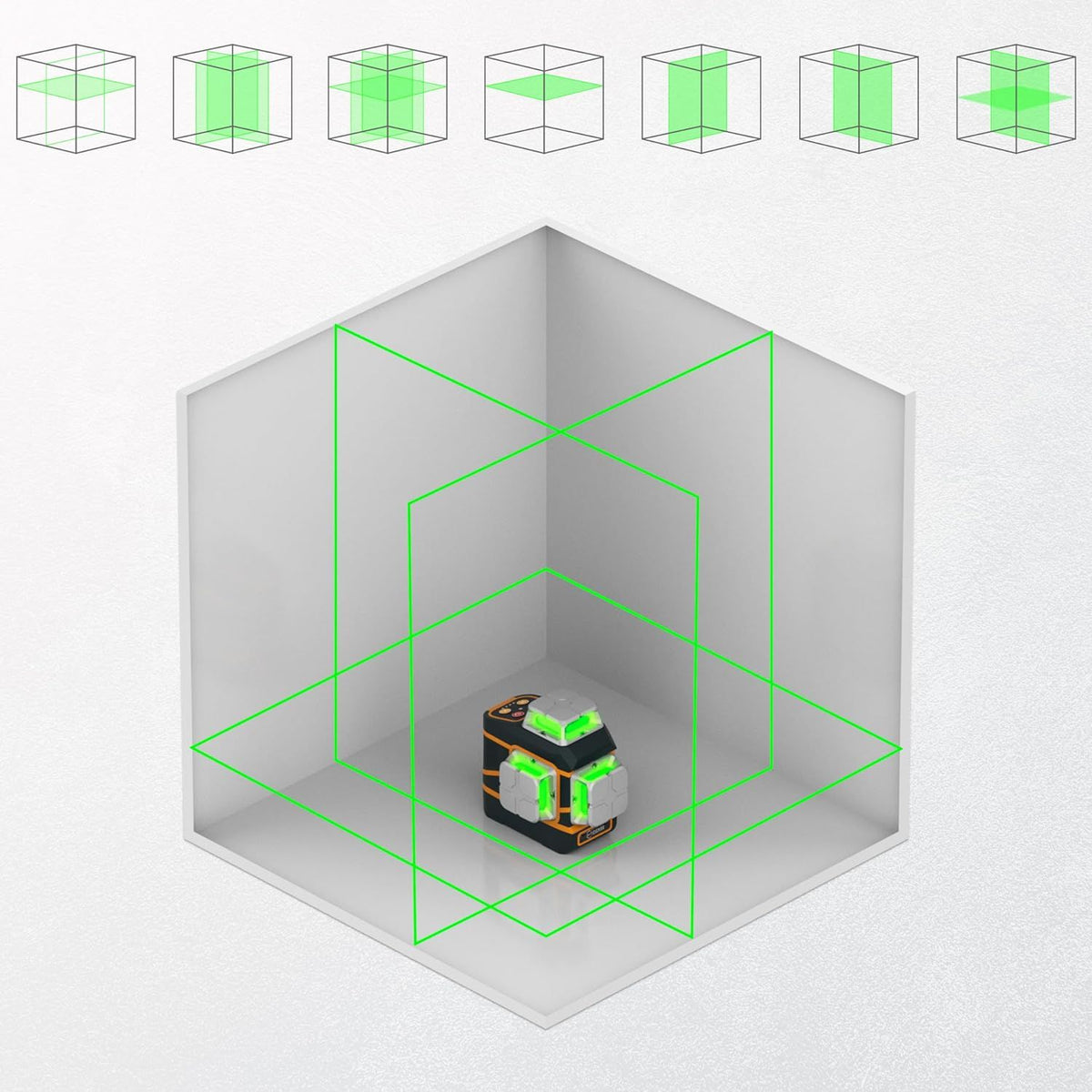CIGMAN Laser Level CM-801 Laser Level Self Leveling 3x360 degrees3D Green Cross Line for Decoration and V413-CM801