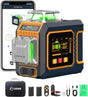 CIGMAN Green Laser Level, 3x360 degrees Side LCD 12-Line Self-Leveling, Bluetooth App Remote, Pulse Mode for V413-CMS03