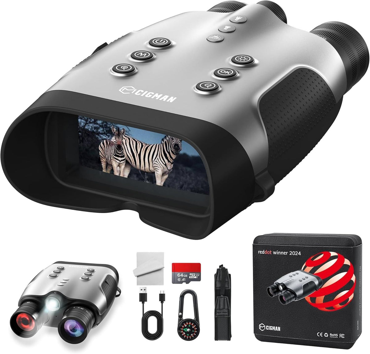CIGMAN True 4K Night Vision Binoculars,Infrared Goggles with Full-Color Low-Light Imaging, 7-Layer Coated V413-CNV-PRO
