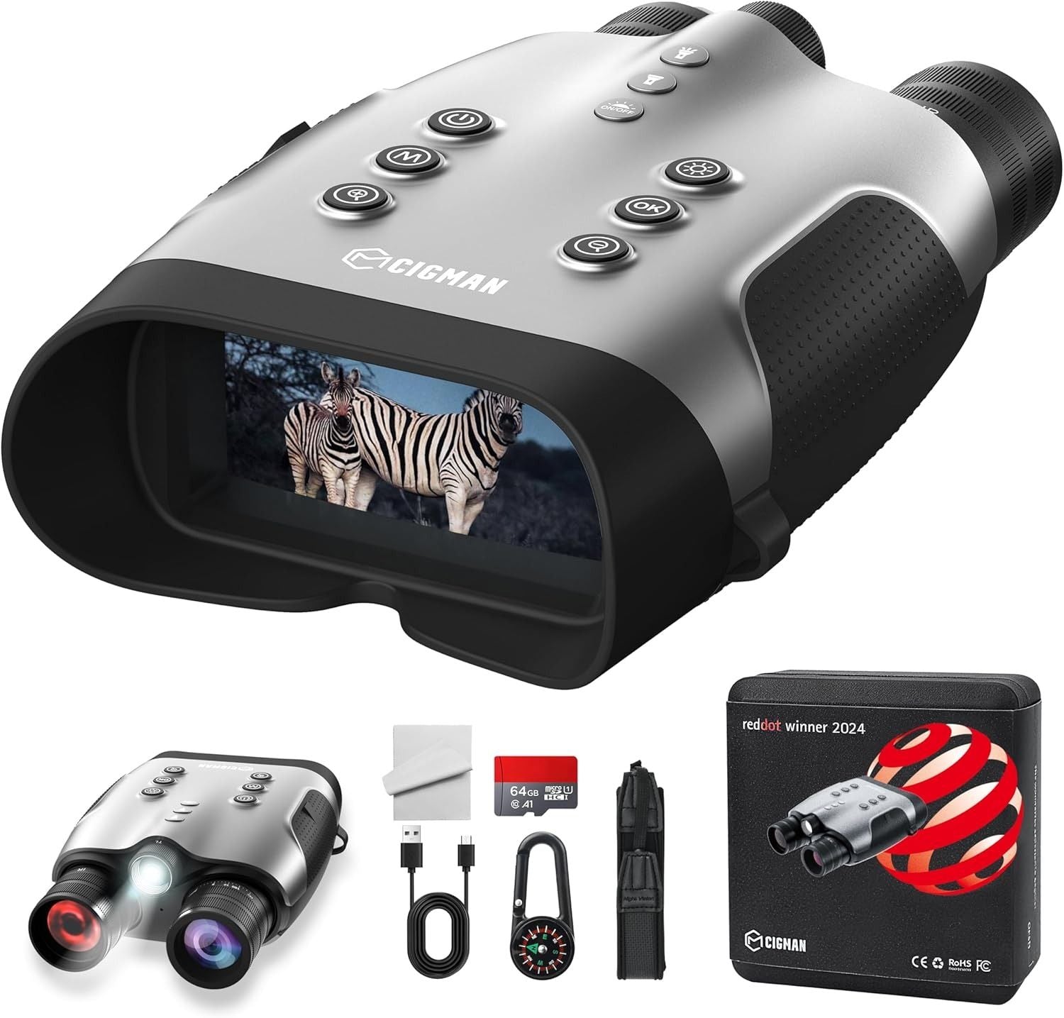 CIGMAN True 4K Night Vision Binoculars,Infrared Goggles with Full-Color Low-Light Imaging, 7-Layer Coated V413-CNV-PRO