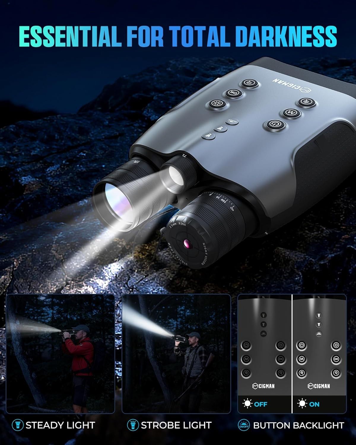 CIGMAN True 4K Night Vision Binoculars,Infrared Goggles with Full-Color Low-Light Imaging, 7-Layer Coated V413-CNV-PRO