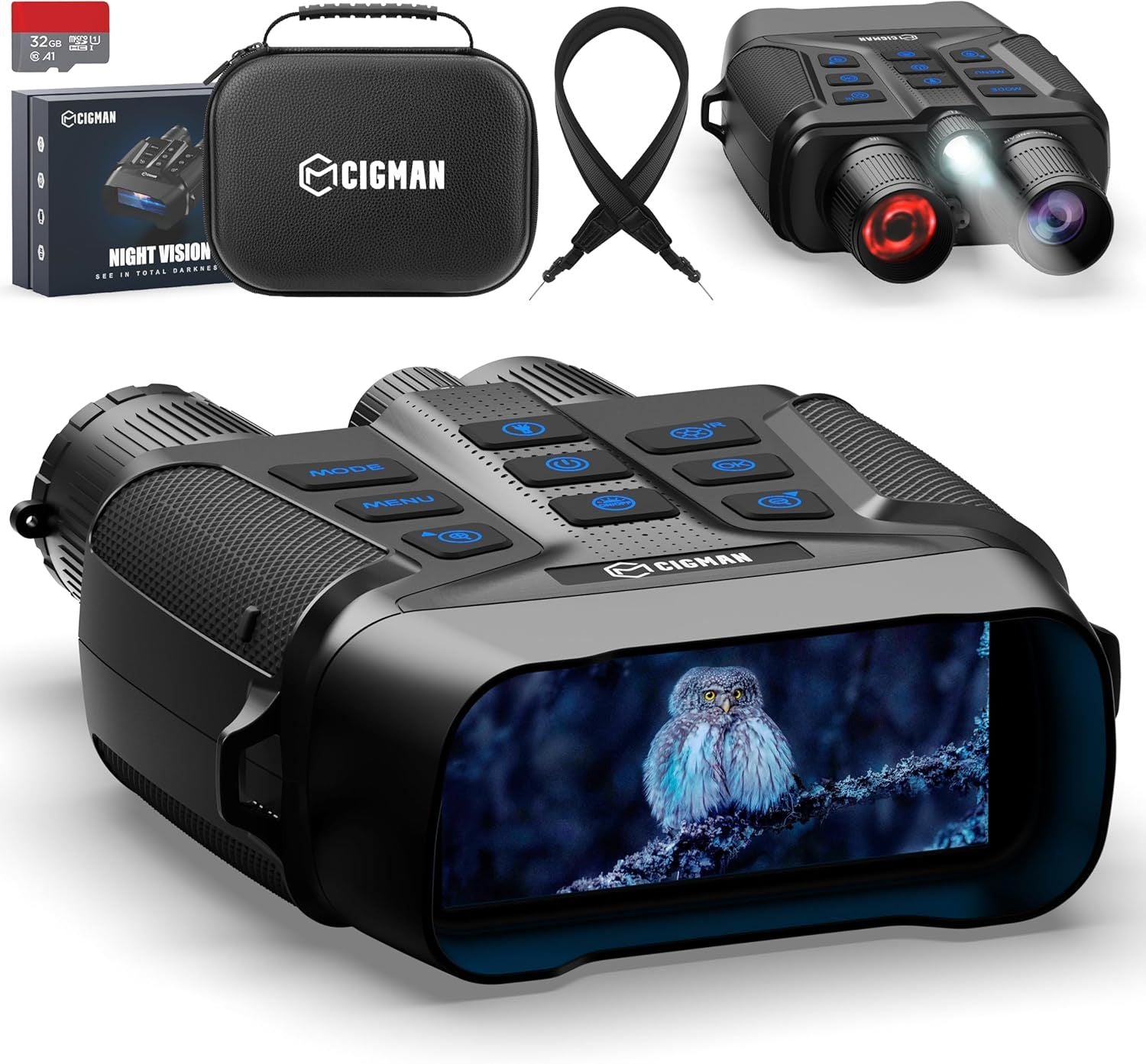 CIGMAN 4K Night Vision Binoculars, 3.99" Large HD Display, 58MP Night Photos, 5000mAh Battery, IP65 V413-CNV01