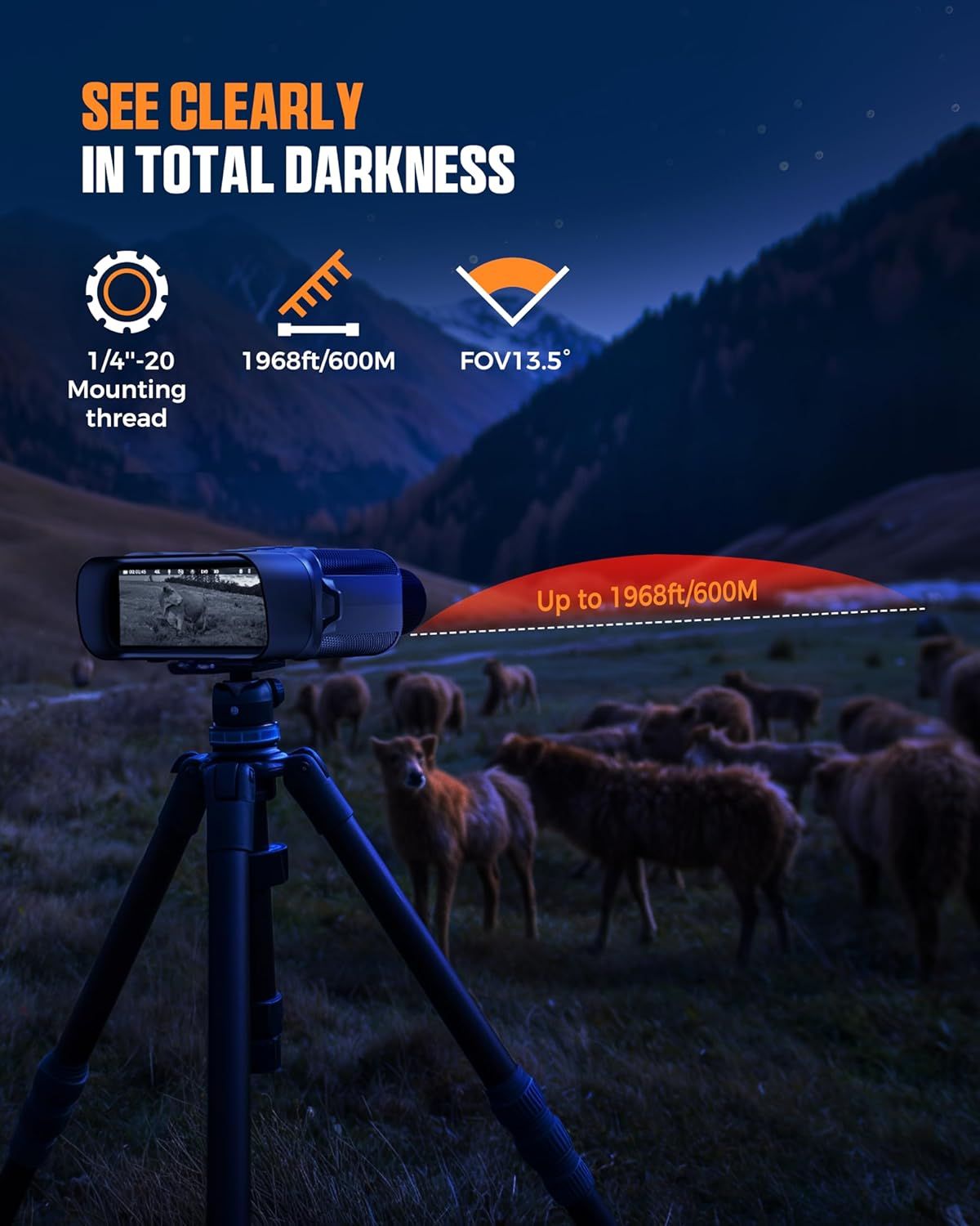CIGMAN 4K Night Vision Binoculars, 3.99" Large HD Display, 58MP Night Photos, 5000mAh Battery, IP65 V413-CNV01