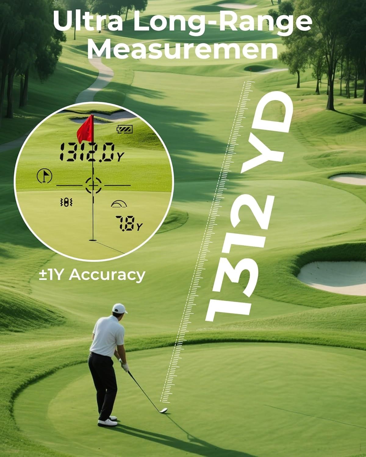Golf Rangefinder with Slope, CIGMAN 1312 Yards Range Finder Golf, External Color Display, Flag Lock V413-CT-1200