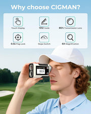 Golf Rangefinder with Slope, CIGMAN 1312 Yards Range Finder Golf, 2.4-inch External Color Touchscreen, Flag V413-CT-1200PRO