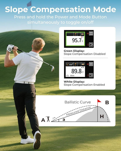 Golf Rangefinder with Slope, CIGMAN 1312 Yards Range Finder Golf, 2.4-inch External Color Touchscreen, Flag V413-CT-1200PRO