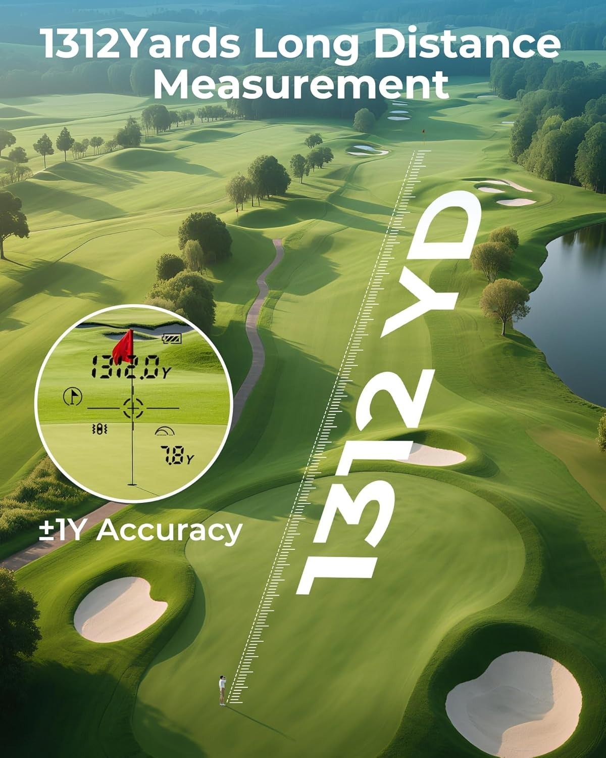 Golf Rangefinder with Slope, CIGMAN 1312 Yards Range Finder Golf, 2.4-inch External Color Touchscreen, Flag V413-CT-1200PRO