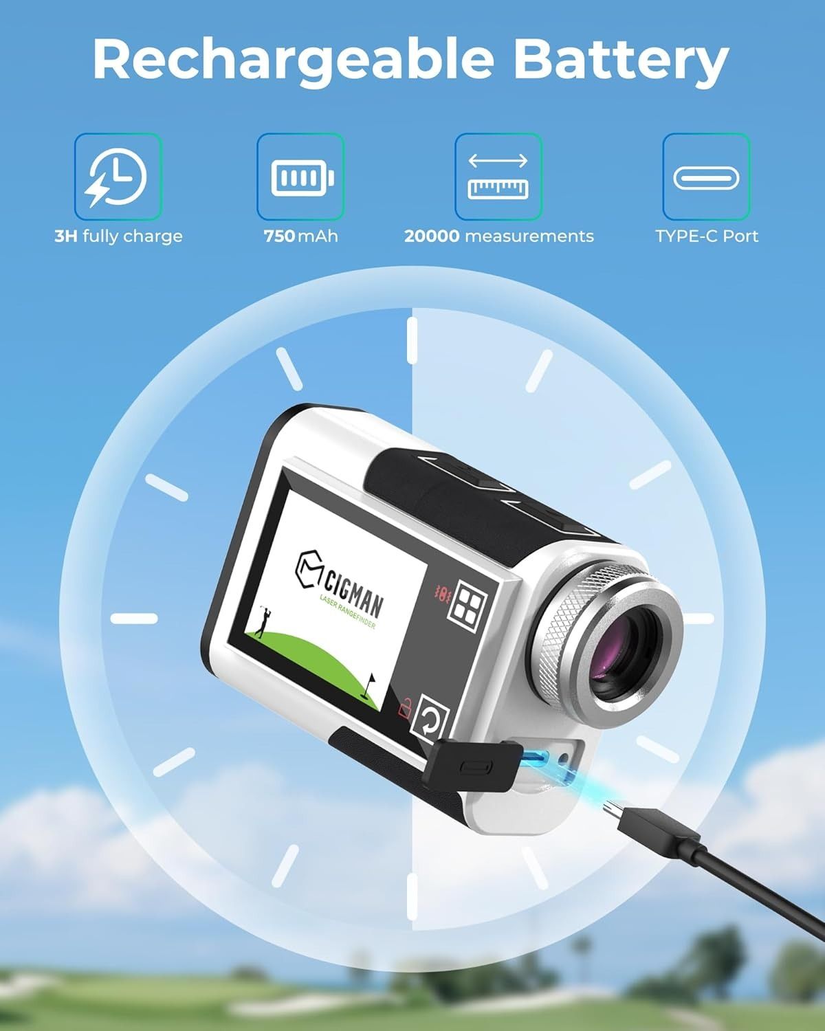 Golf Rangefinder with Slope, CIGMAN 1312 Yards Range Finder Golf, 2.4-inch External Color Touchscreen, Flag V413-CT-1200PRO